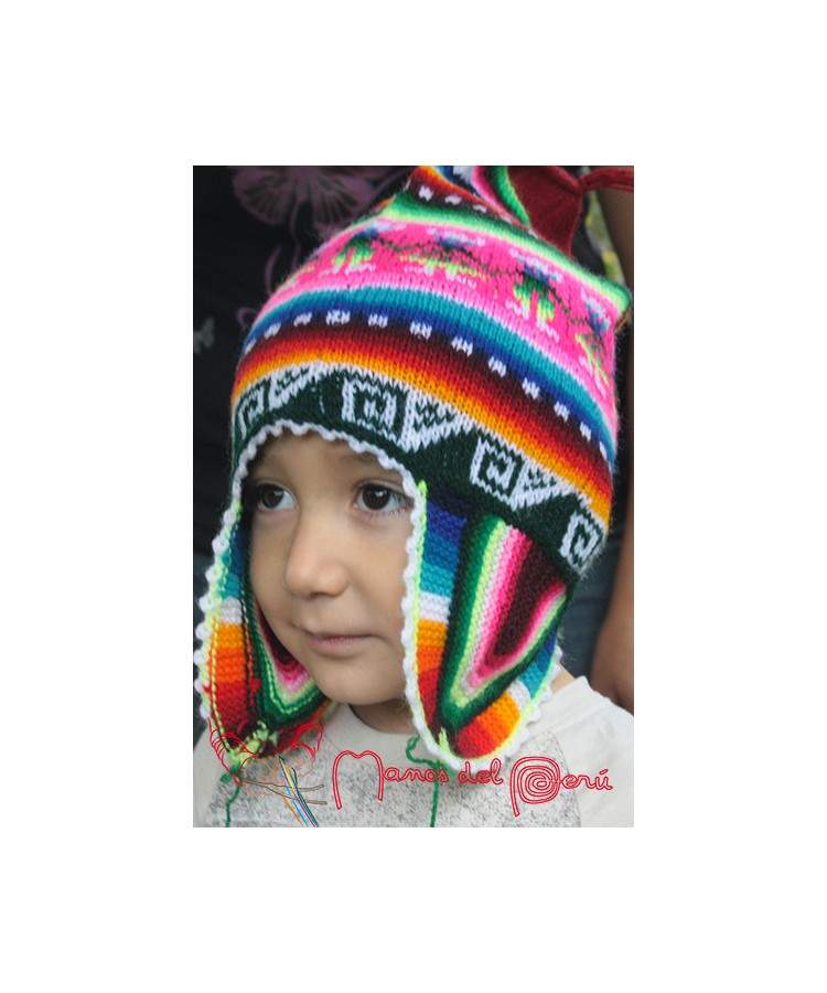Bonnet péruvien tricoté main