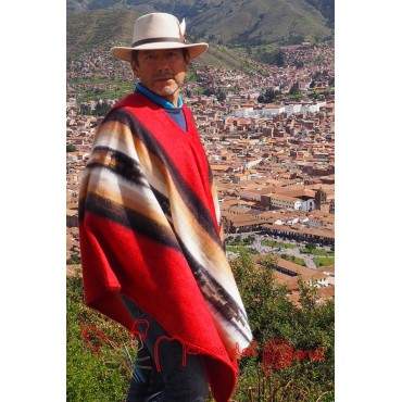 Poncho Huanca rouge Indien