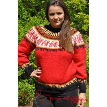 Pull Chaman rouge indien