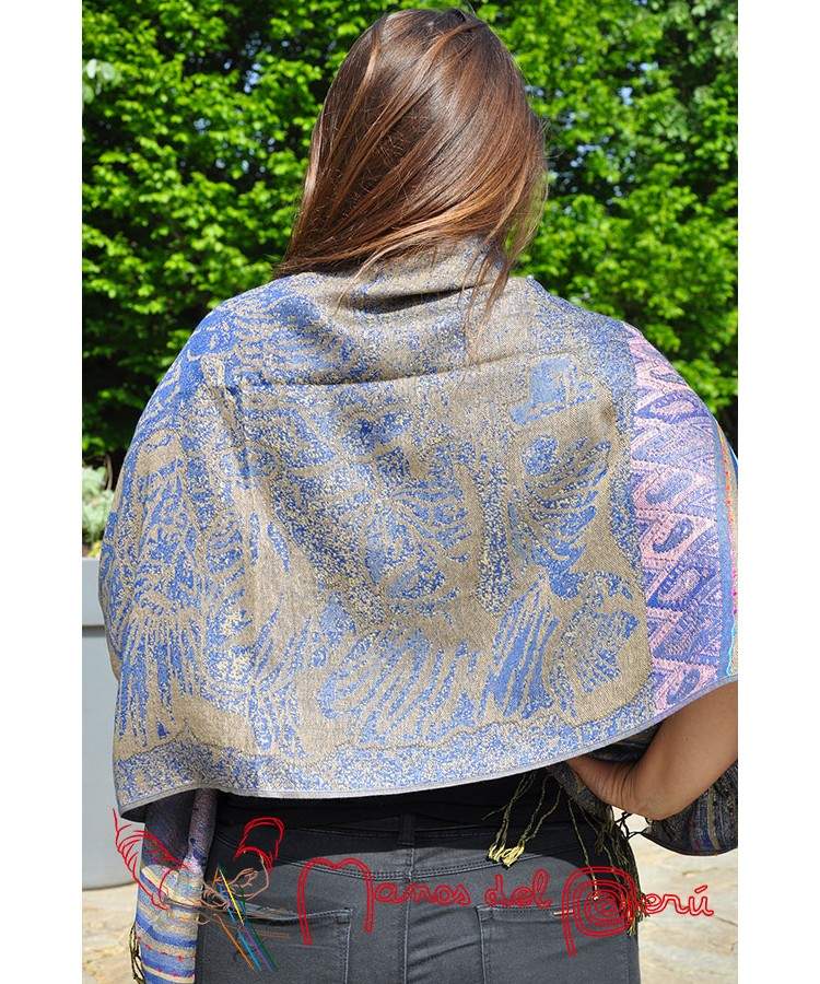 Écharpe Ou étole Bleue - Occasion Quasi Neuve - Accessoire Femme - Marque Générique