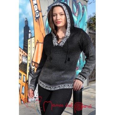 Pull à capuche Gris Ausangate en laine d'alpaga