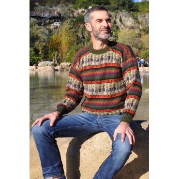 Pull jacquard homme rouge...