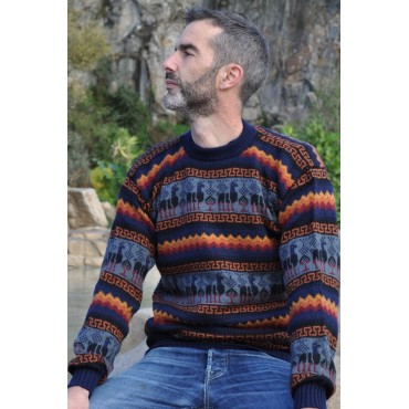 Pull jacquard bleu marine