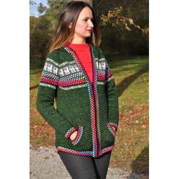 Gilet à capuche vert chiné