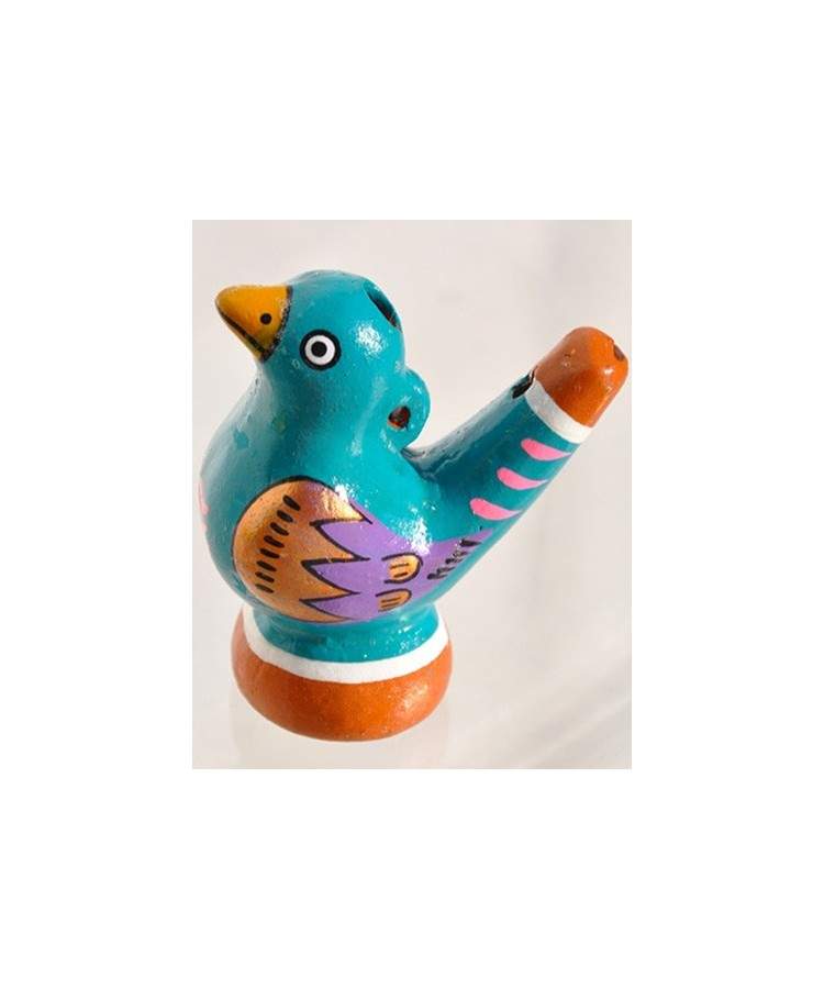 Sifflet oiseau à eau vert en ceramique
