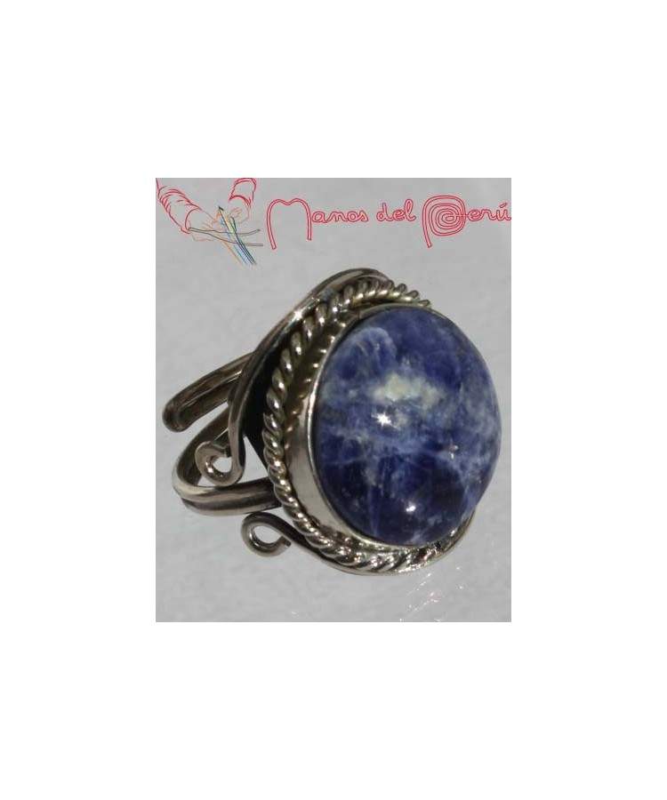 Bague reglable avec pierre ronde lapis-lazuli