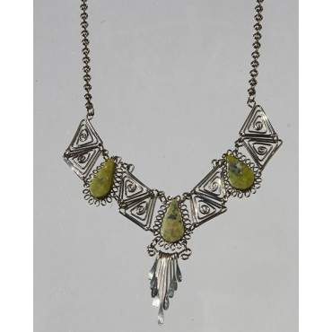 Collier condor pierre serpentine