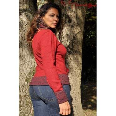 Pull col montant rouge-indien