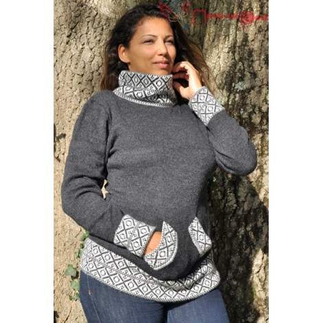 Pull col montant gris anthracite